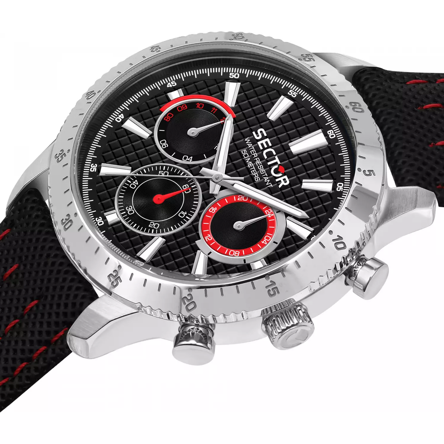 Orologio Sector R3251578011 uomo multifunzione 45mm con quadrante nero e cinturino in pelle nera.