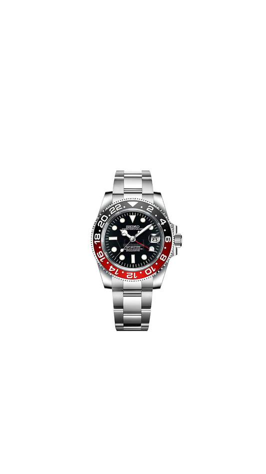 SeikoMod GMT Coke Black and Red Watch