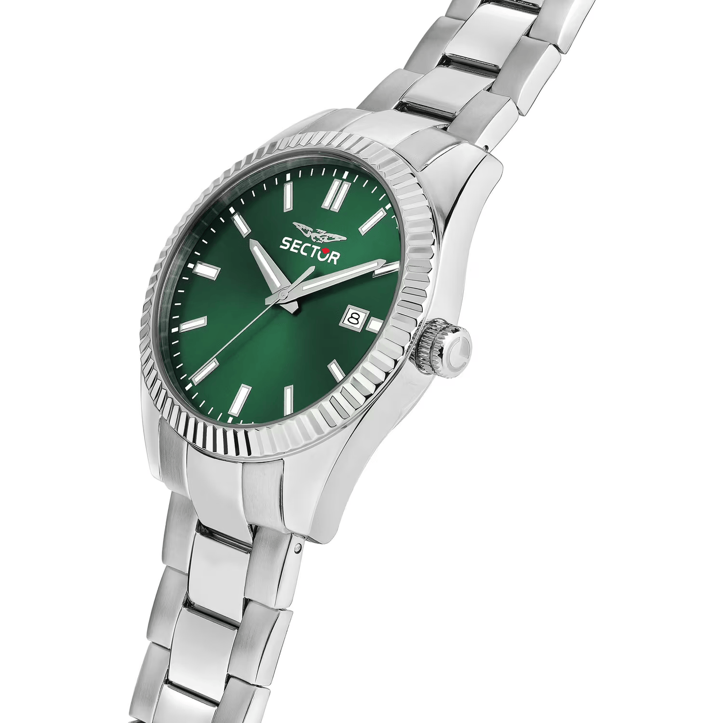 Sector Green R3253240048 – Steel Case with Knurled Bezel