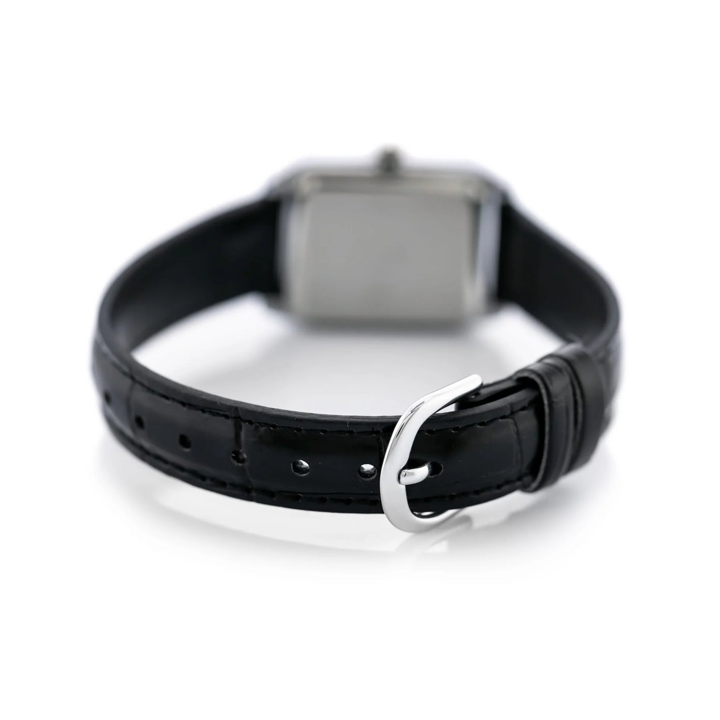 Casio tank rettangolare nero con cinturino in pelle LTP