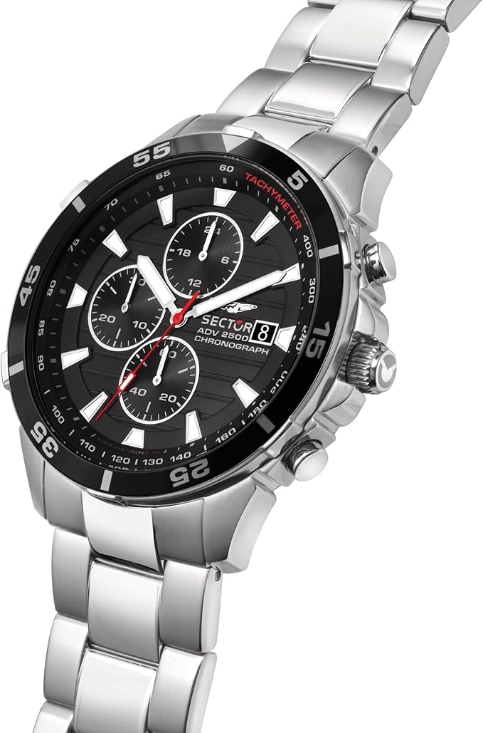 Sector R3273643008 – Black Steel Chronograph with Date