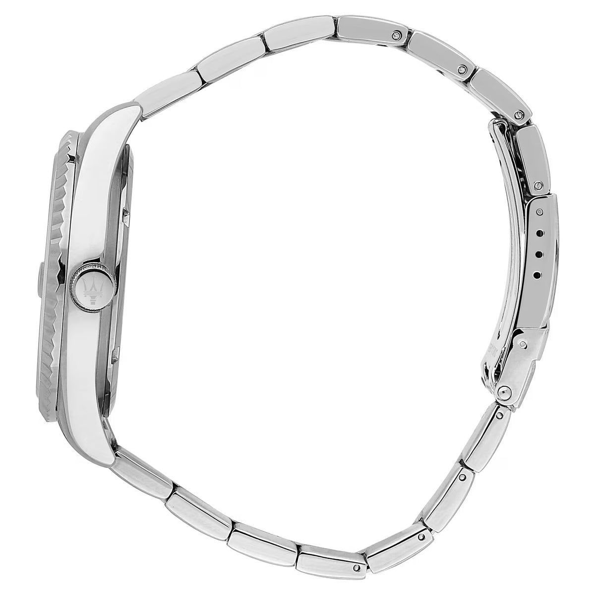 Maserati Competizione R8853100029 orologio uomo 43 mm con quadrante blu, cassa in acciaio satinato e bracciale argentato.
