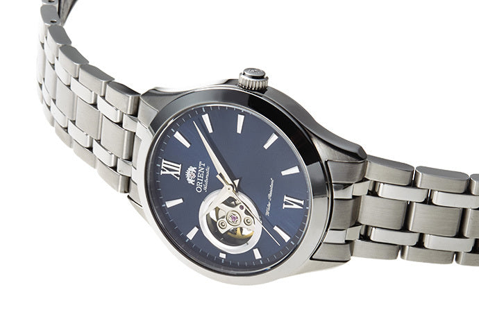 Blue orient open heart watch