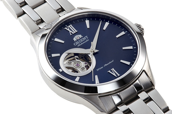Blue orient open heart watch
