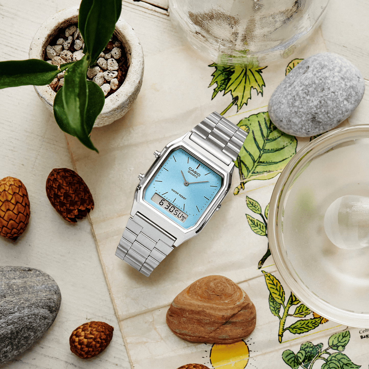 CASIO digitale azzurro AQ-230A-2A1 – Eleganza retrò con quadrante azzurro