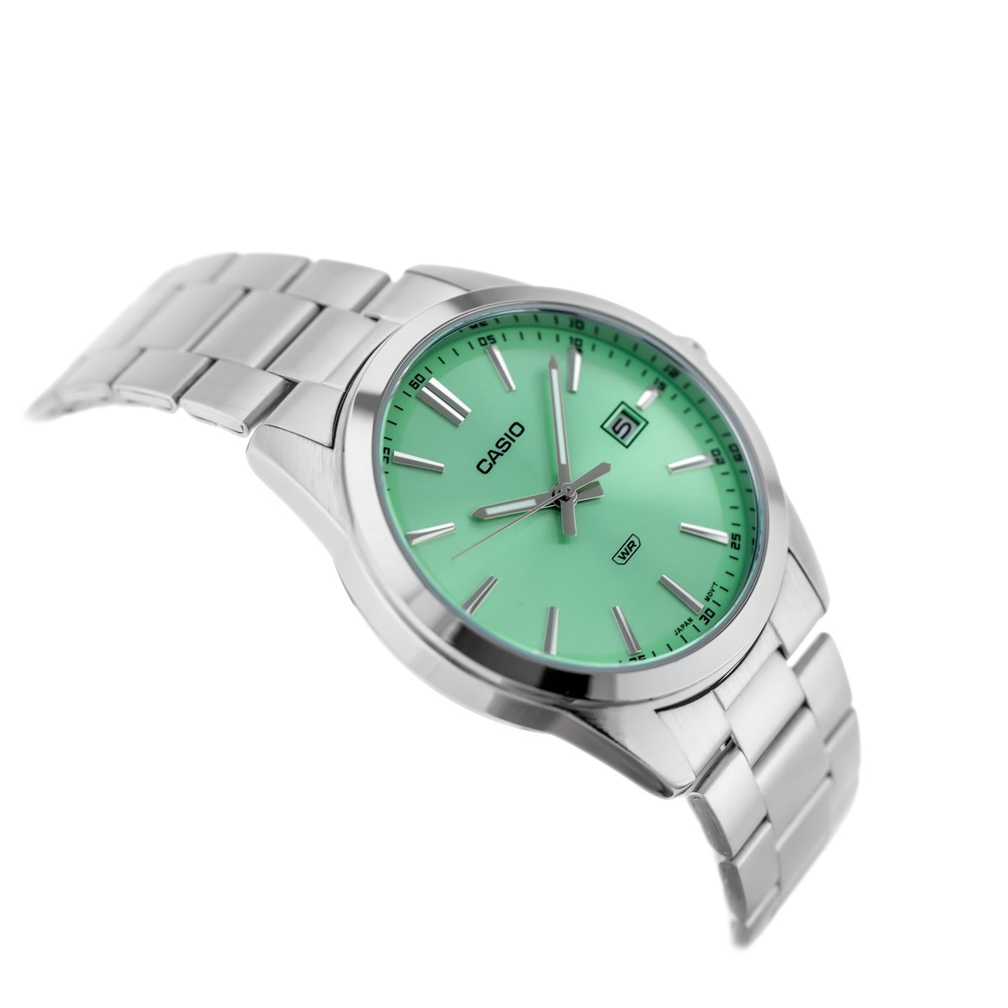 Casio MTP-VD03D-3A2UD orologio uomo quarzo acciaio 41mm quadrante verde menta datario