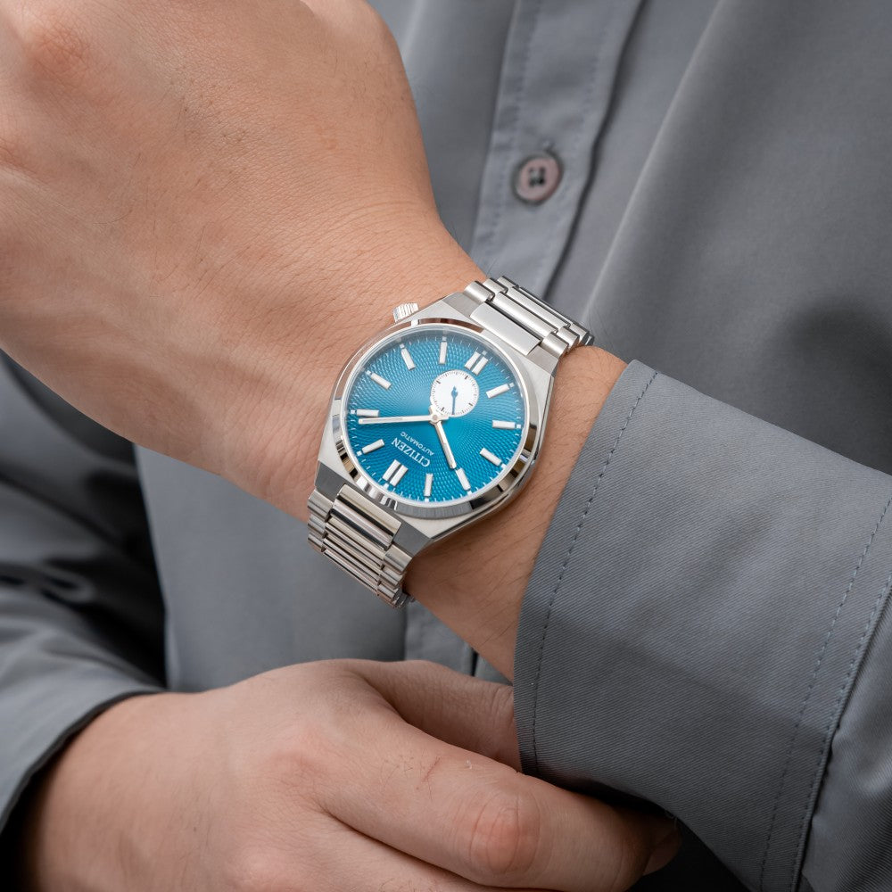 Citizen Tsuyosa NK5010-51L – orologio automatico 40mm quadrante blu, bracciale acciaio, vetro zaffiro, piccoli secondi