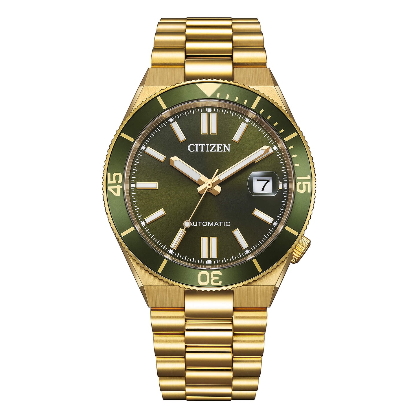 Citizen Tsuyosa Shore NJ0232-53X orologio automatico uomo verde oro acciaio 40 mm vetro zaffiro ghiera girevole