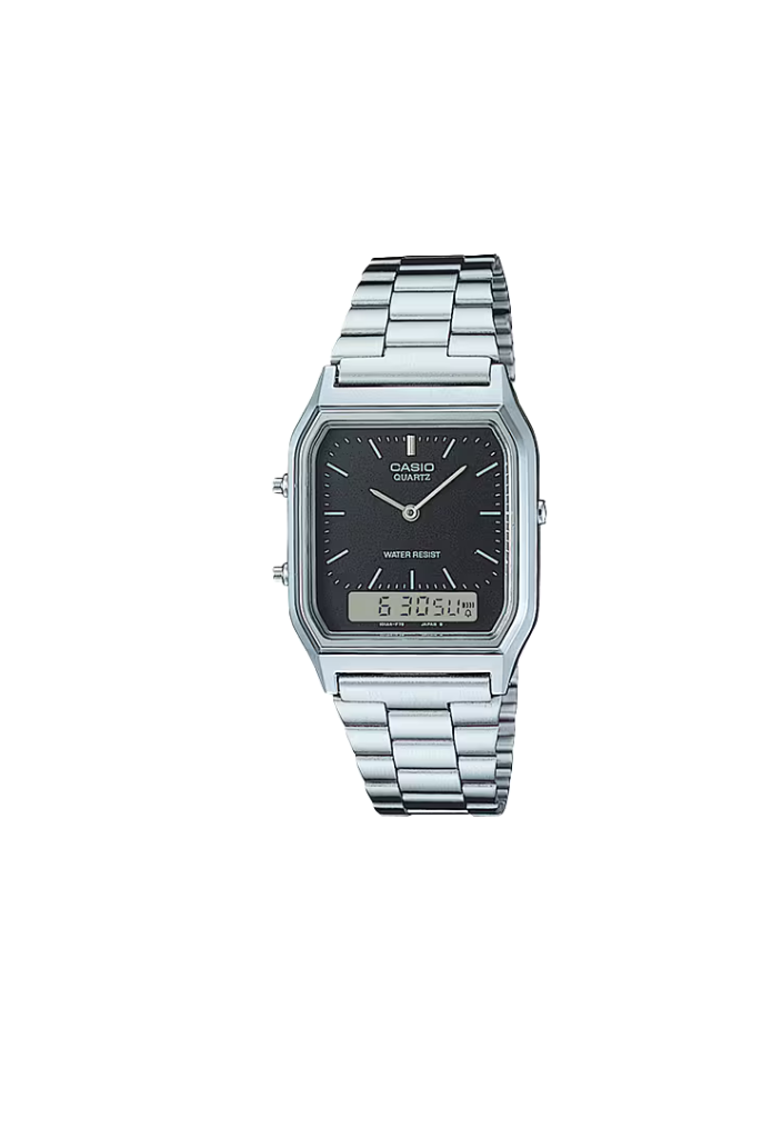 CASIO digitale nero AQ-230A-1D – Stile retrò con doppia lettura dell'ora