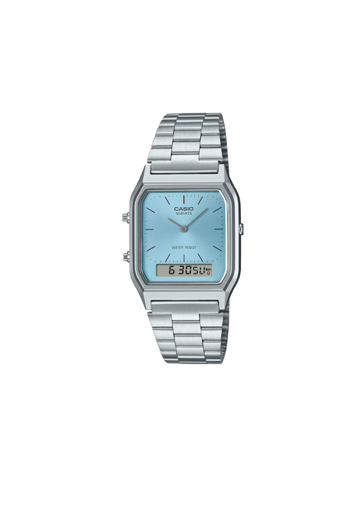 CASIO digitale azzurro AQ-230A-2A1 – Eleganza retrò con quadrante azzurro