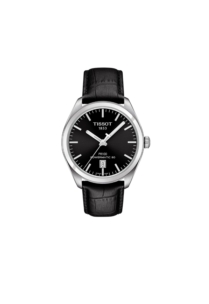 Tissot PR 100 Automatico nero cinturino in pelle