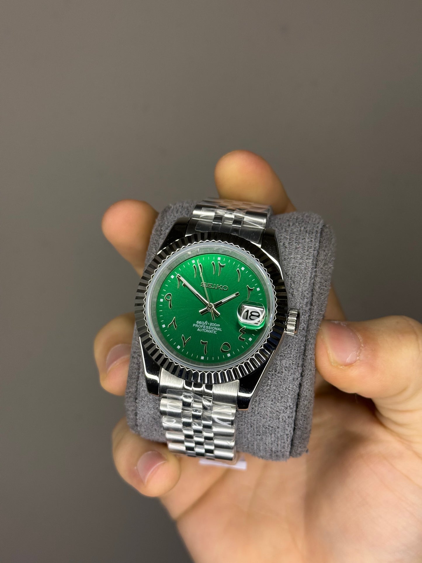 Arabic Mod Custom Green Automatic Watch
