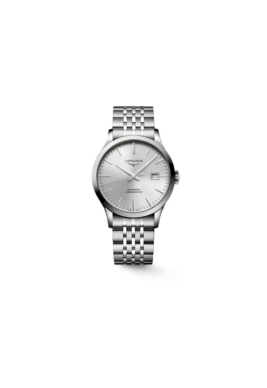 Longines Record L2.821.4.72.6 – Orologio automatico Swiss Made da uomo – Cassa acciaio Ø 40mm – Quadrante argento a raggi di sole