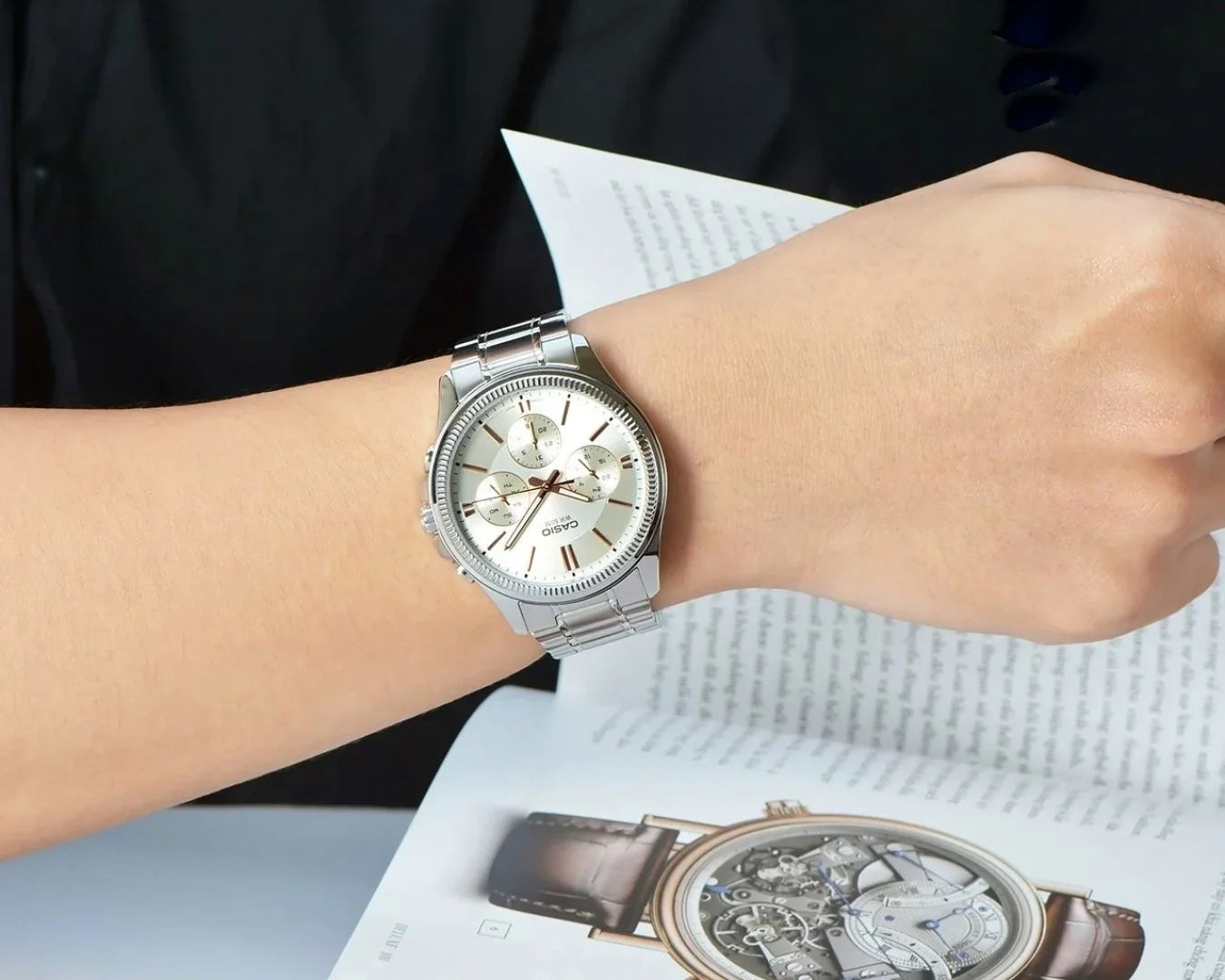 Casio MTP-1375D-7A2 champagne steel watch