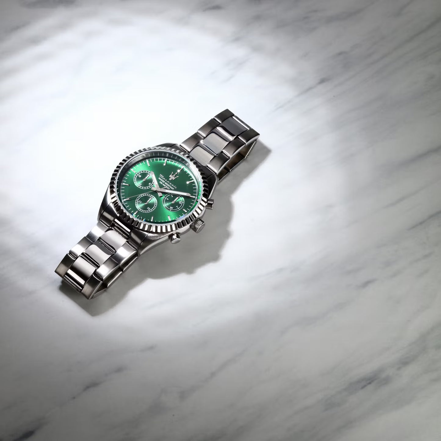 Orologio Maserati Competizione R8853100044 quarzo, quadrante verde, cassa 43mm acciaio inox, multifunzione.