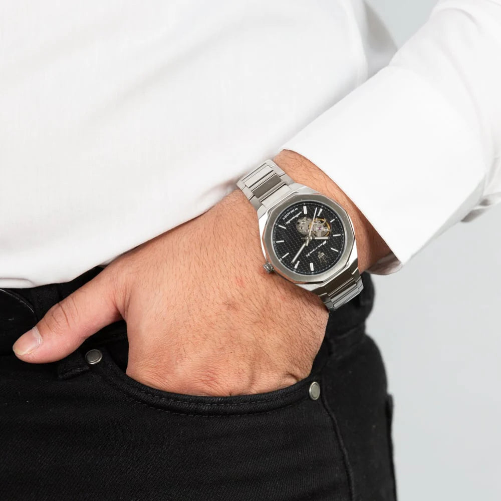 Maserati Stile Automatico R8823142002 orologio uomo quadrante nero cassa acciaio 42mm bracciale acciaio movimento automatico design sportivo elegante
