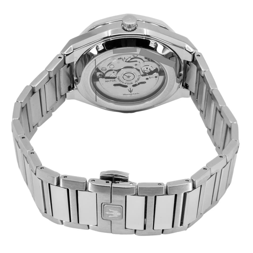 Maserati Stile Automatico R8823142002 orologio uomo quadrante nero cassa acciaio 42mm bracciale acciaio movimento automatico design sportivo elegante