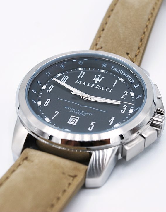 Maserati Successo R8851121004 cronografo uomo quadrante nero cassa acciaio 44 mm cinturino pelle marrone