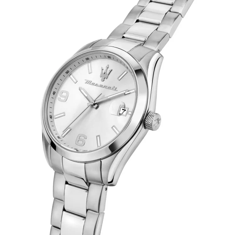 Maserati R8853 Watch – Steel with White Dial and Date