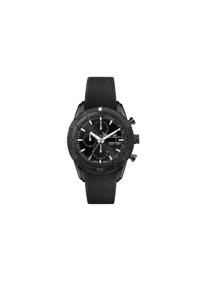Philip Watch Blaze cronografo quarzo Swiss Made nero IP silicone uomo 45mm R8271615002 – orologio sportivo elegante – mdr watch