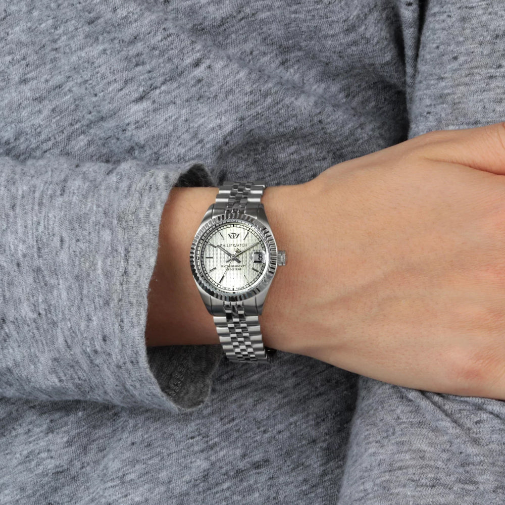 Philip Watch Caribe R8253597539 – Orologio donna quarzo Swiss Made, acciaio, quadrante grigio, vetro zaffiro, 31mm