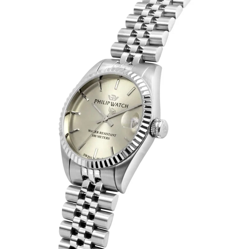 Orologio Philip Watch Caribe donna R8253597548 – quarzo Swiss Made, acciaio, quadrante avorio, 31mm
