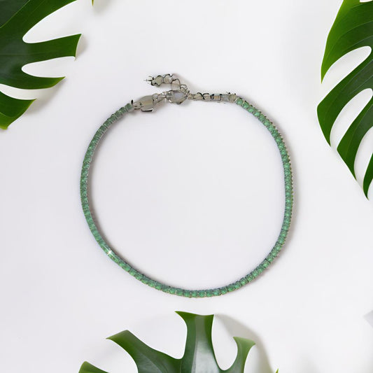 Green Tennis Bracelet in 925 Silver with Colored Zirconia