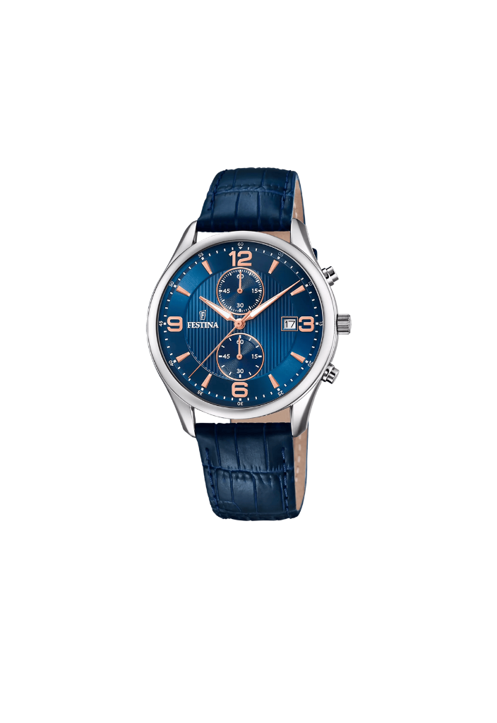 Orologio Festina Quarzo Cronografo blu– cinturino in pelle blu