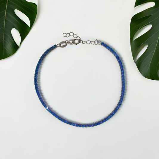 925 Silver Tennis Bracelet with Blue Zirconia – Elegance and Refinement