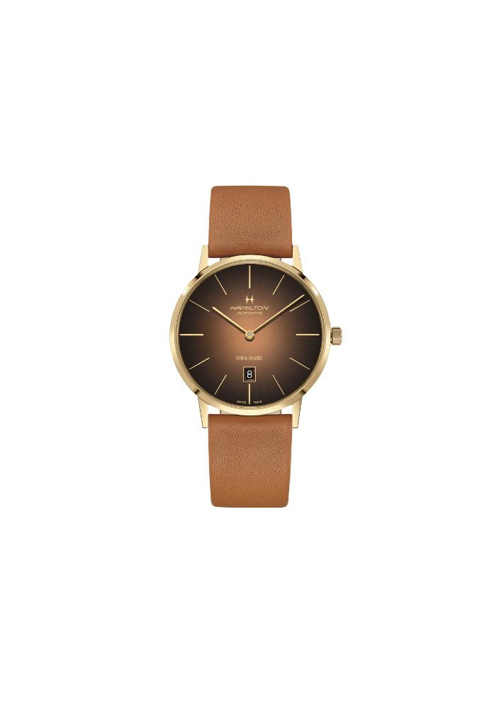 Hamilton American Classic H3873 – Automatic Intra-Matic with Brown Dial and Yellow PVD Coating