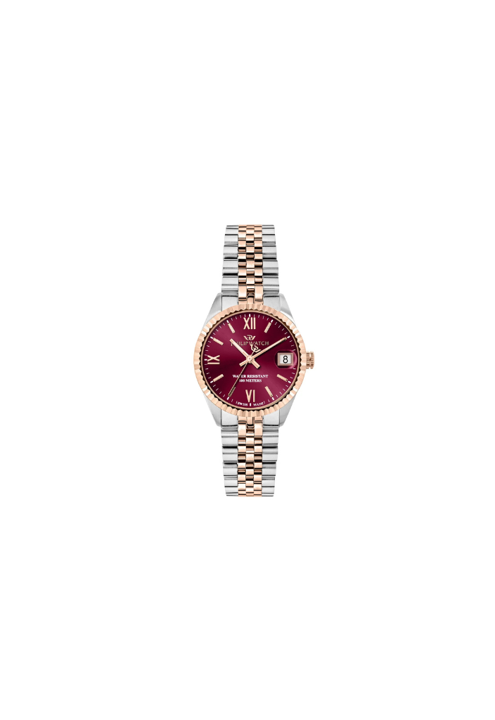 Orologio Philip Watch Caribe R8253597659 da donna, cassa rettangolare 39x31 mm in acciaio rosa satinato, bracciale in metallo argento, quadrante multifunzione e vetro zaffiro.