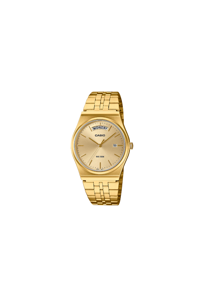Casio MTP-B146G-9AV daydate 35mm – Eleganza retrò in total gold
