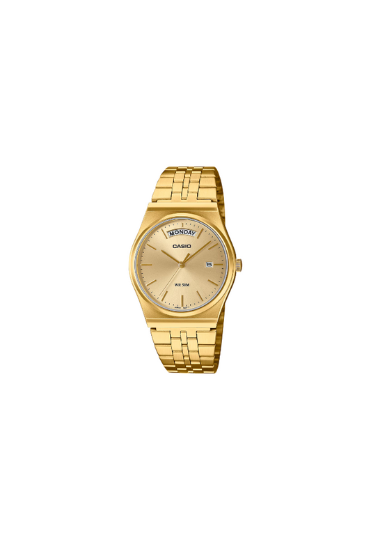 Casio MTP-B146G-9AV daydate 35mm – Eleganza retrò in total gold