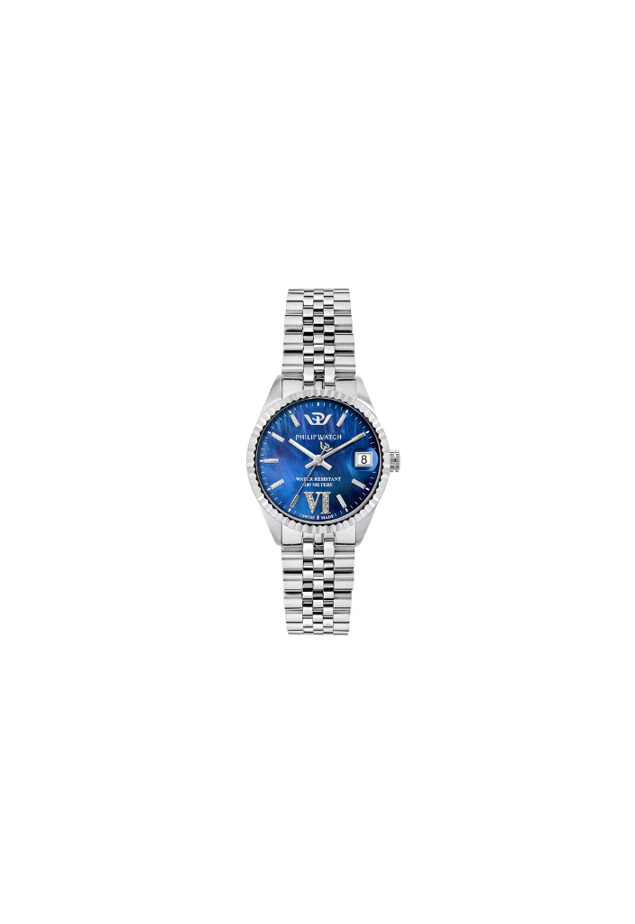 Orologio Philip Watch Caribe R8253597655 da donna, cassa rotonda da 31 mm in acciaio con diamanti, vetro zaffiro antiriflesso, bracciale in acciaio silver, movimento Swiss Made.