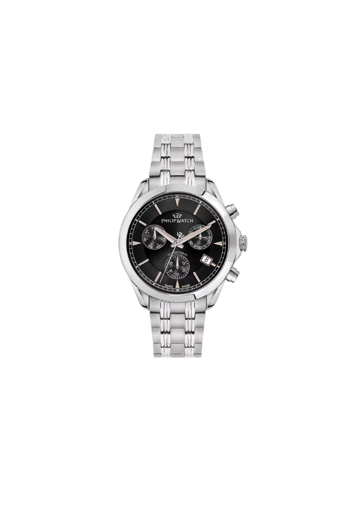 Philip Watch R8273665004 cronografo Swiss Made – quadrante bianco, cassa 41mm acciaio, cinturino metallo, datario, collezione Blaze.