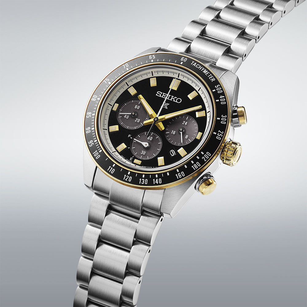 Seiko Prospex Speedtimer Solar Chronograph SSC941P1 – Orologio quarzo solare nero e oro 41,4mm acciaio con vetro zaffiro