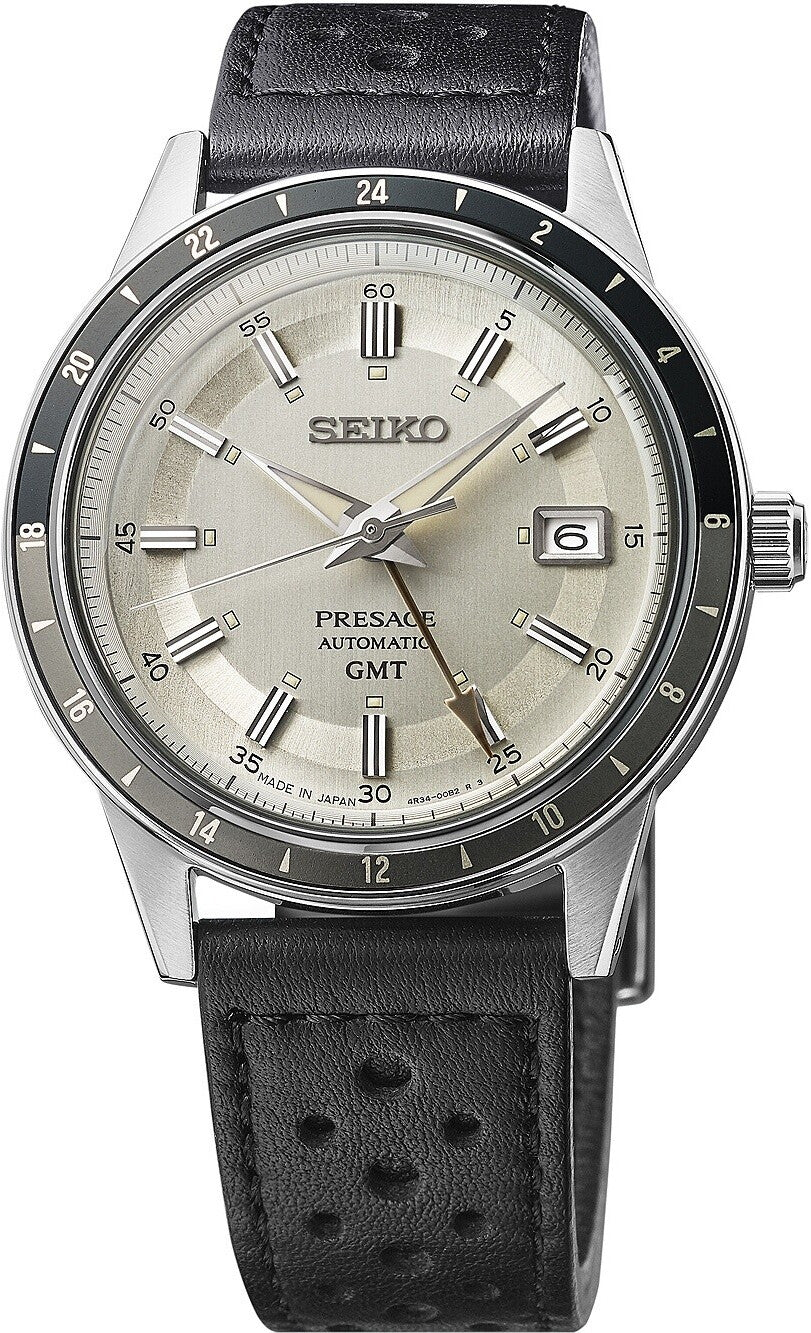 Seiko 5 Sports GMT SSK011J1 automatico 40.7mm quadrante nero cinturino pelle calibro 4R34