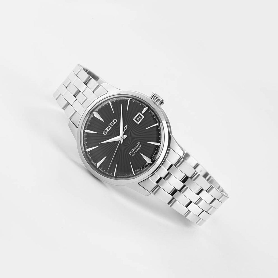 Seiko Presage SRPE17J1 automatico quadrante nero 40.5mm acciaio Hardlex fondello a vista