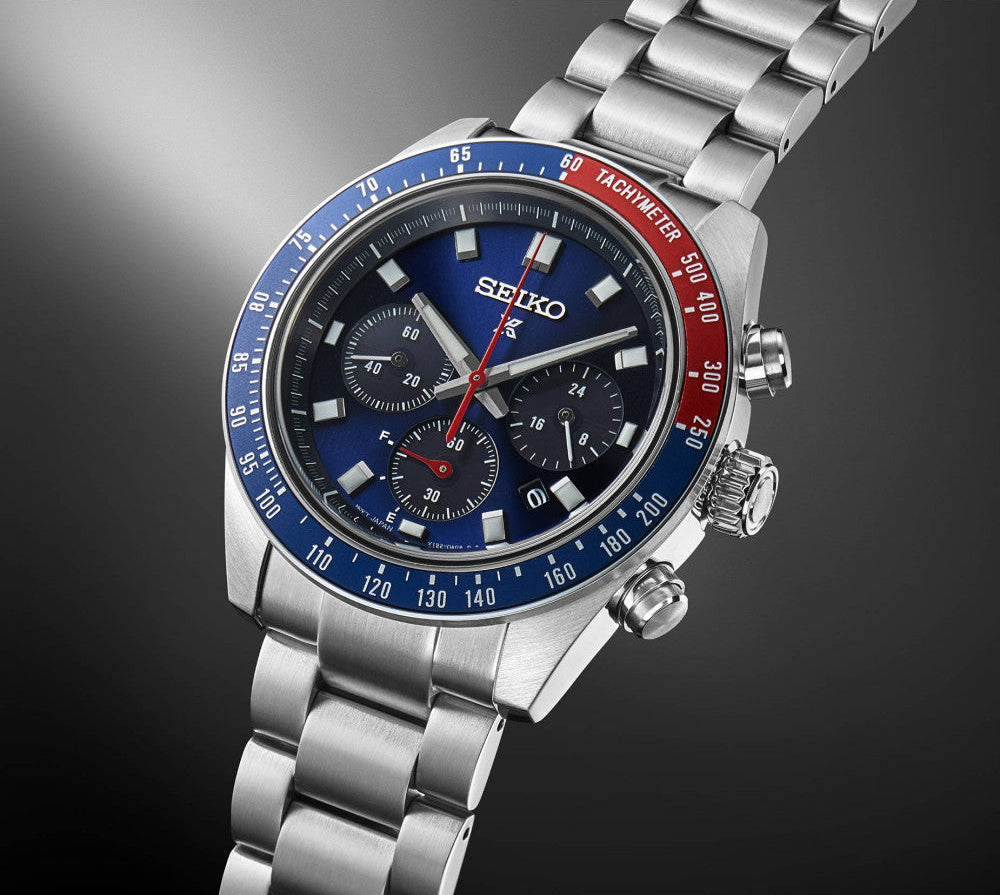 Seiko Prospex Speedtimer Solar Chronograph SSC913P1 – Orologio quarzo solare blu scuro 41,4mm acciaio con vetro zaffiro