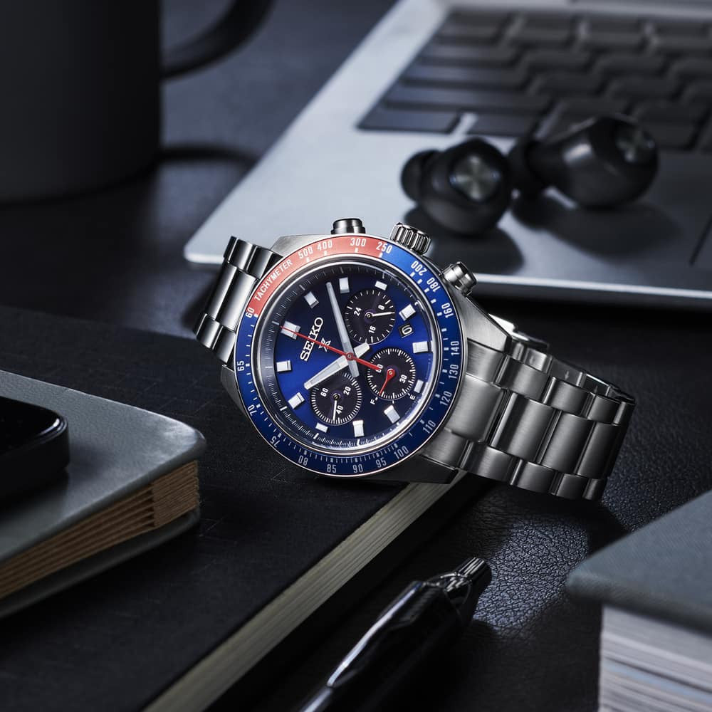 Seiko Prospex Speedtimer Solar Chronograph SSC913P1 – Orologio quarzo solare blu scuro 41,4mm acciaio con vetro zaffiro