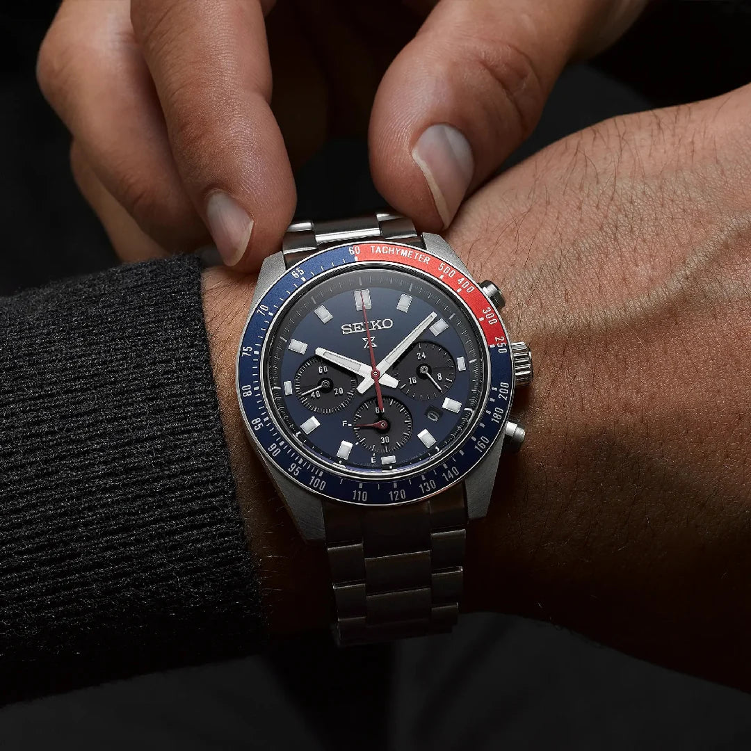 Seiko Prospex Speedtimer Solar Chronograph SSC913P1 – Orologio quarzo solare blu scuro 41,4mm acciaio con vetro zaffiro