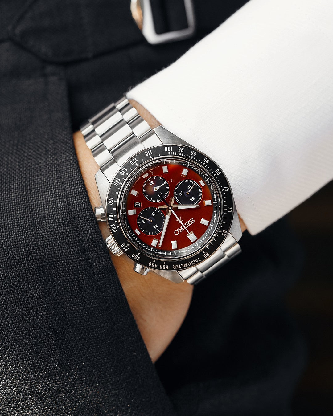 Seiko Prospex Speedtimer Solar Chronograph SSC927P1 – Orologio quarzo solare rosso e nero 41,4mm acciaio con vetro zaffiro