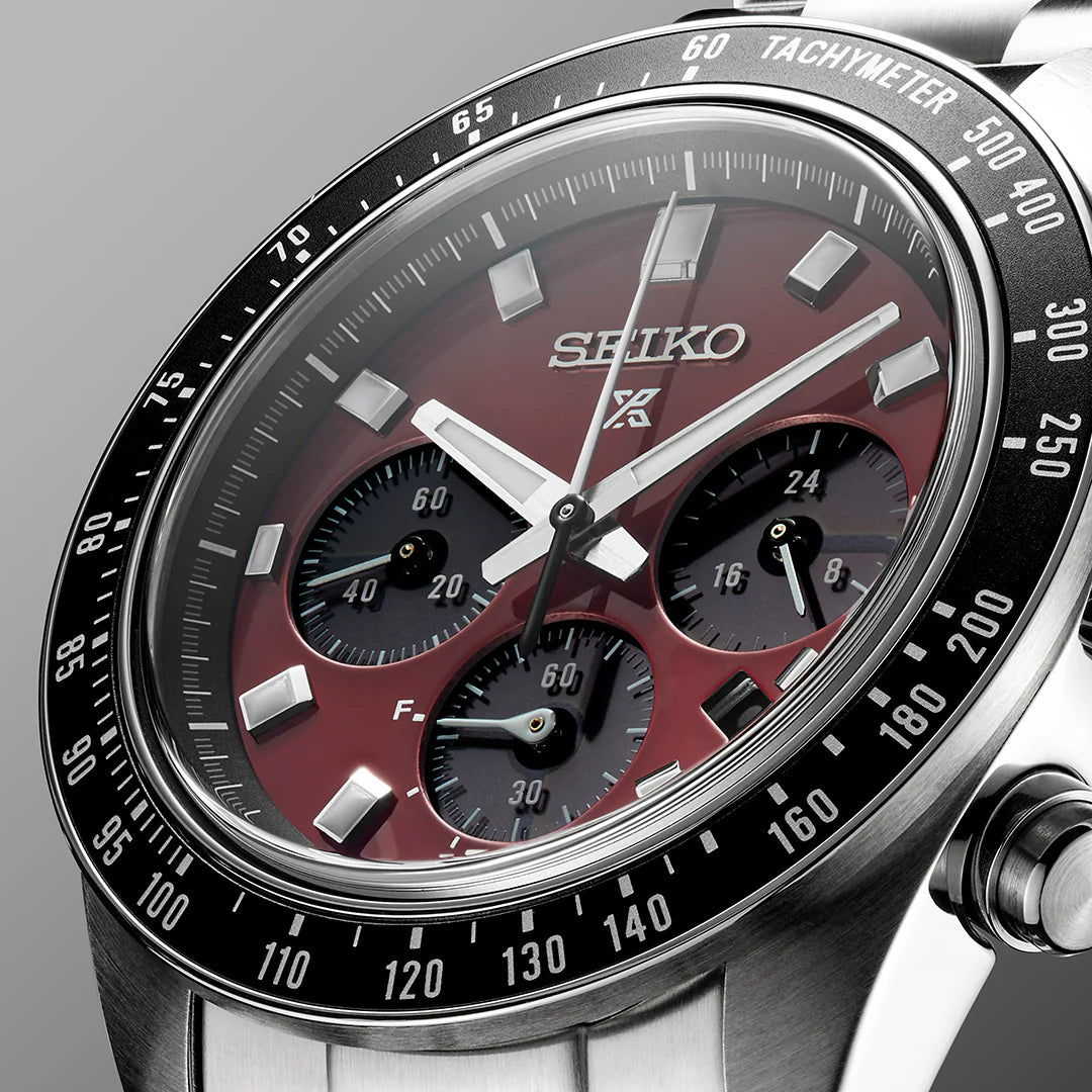 Seiko Prospex Speedtimer Solar Chronograph SSC927P1 – Orologio quarzo solare rosso e nero 41,4mm acciaio con vetro zaffiro
