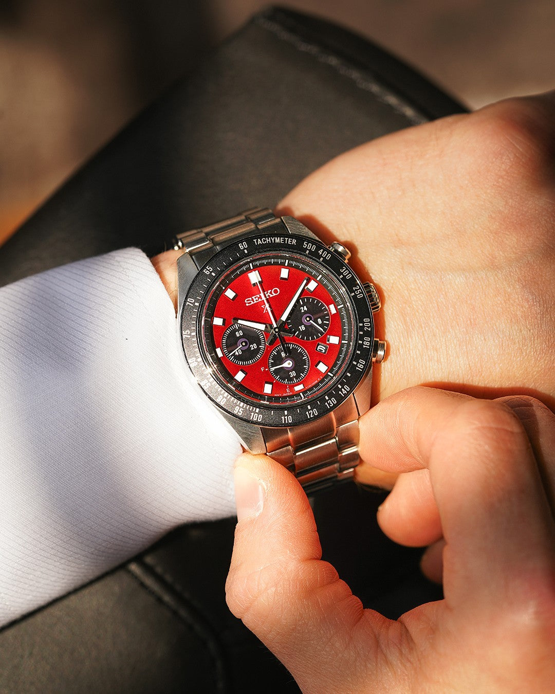 Seiko Prospex Speedtimer Solar Chronograph SSC927P1 – Orologio quarzo solare rosso e nero 41,4mm acciaio con vetro zaffiro