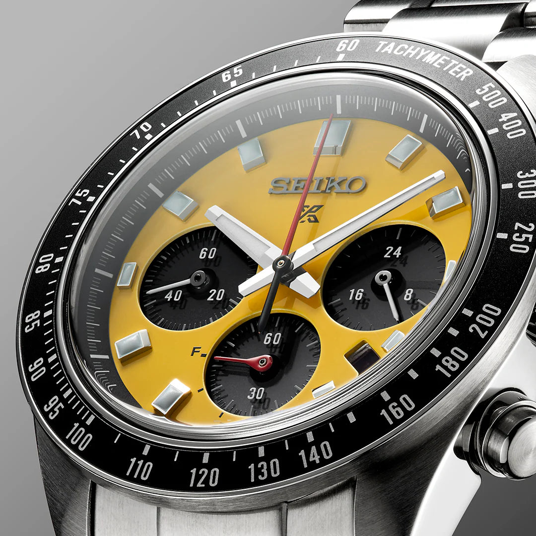 Seiko Prospex Speedtimer Solar Chronograph SSC929P1 – Orologio quarzo solare giallo e nero 41,4mm acciaio con vetro zaffiro
