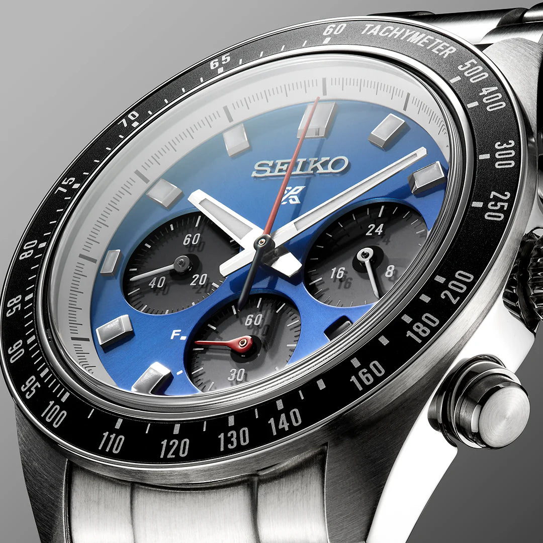 Seiko Prospex Speedtimer Solar Chronograph SSC931P1 – Orologio quarzo solare blu e nero 41,4mm acciaio con vetro zaffiro
