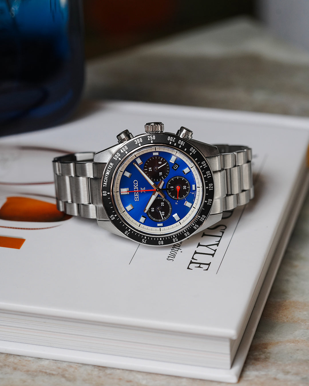 Seiko Prospex Speedtimer Solar Chronograph SSC931P1 – Orologio quarzo solare blu e nero 41,4mm acciaio con vetro zaffiro
