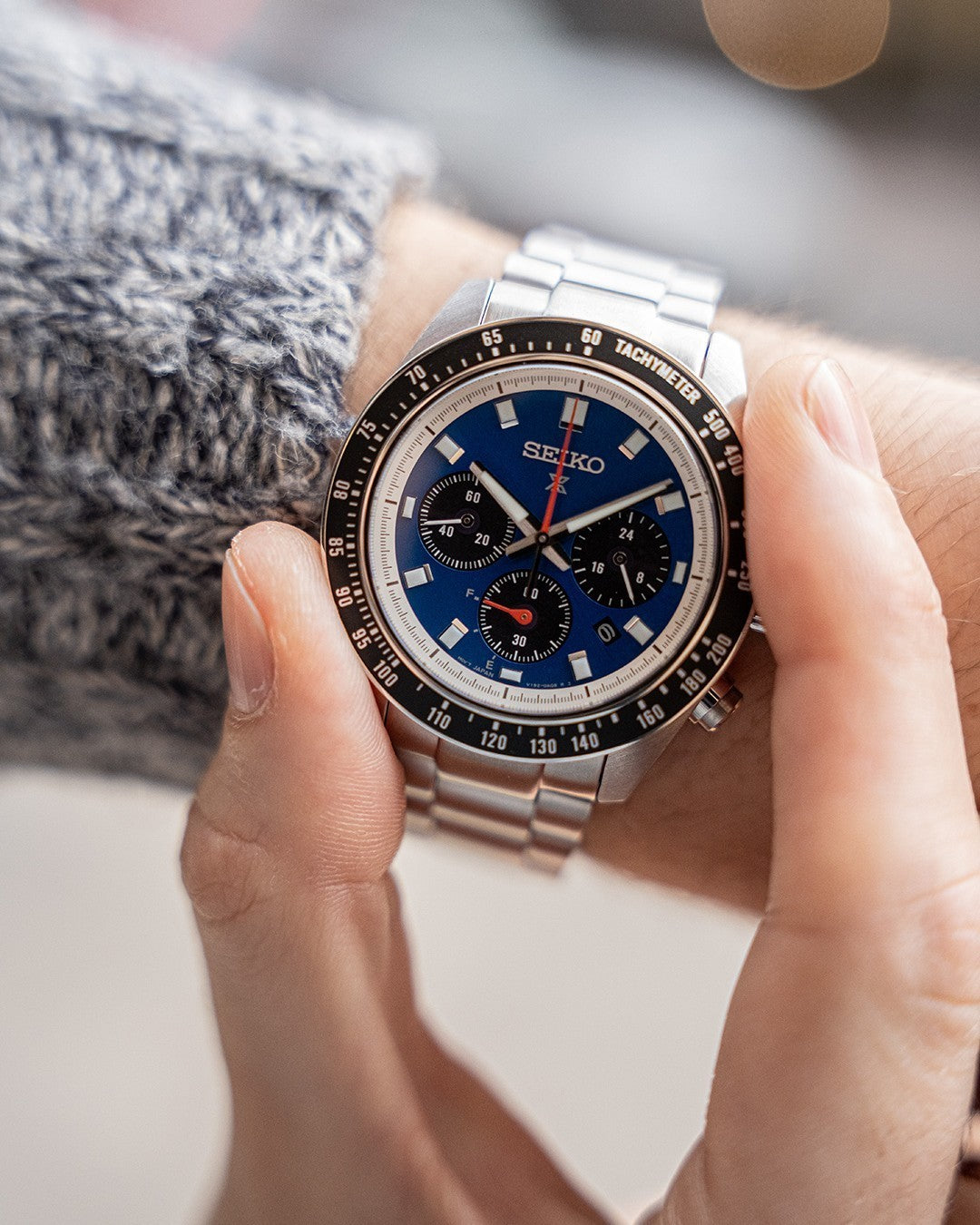 Seiko Prospex Speedtimer Solar Chronograph SSC931P1 – Orologio quarzo solare blu e nero 41,4mm acciaio con vetro zaffiro