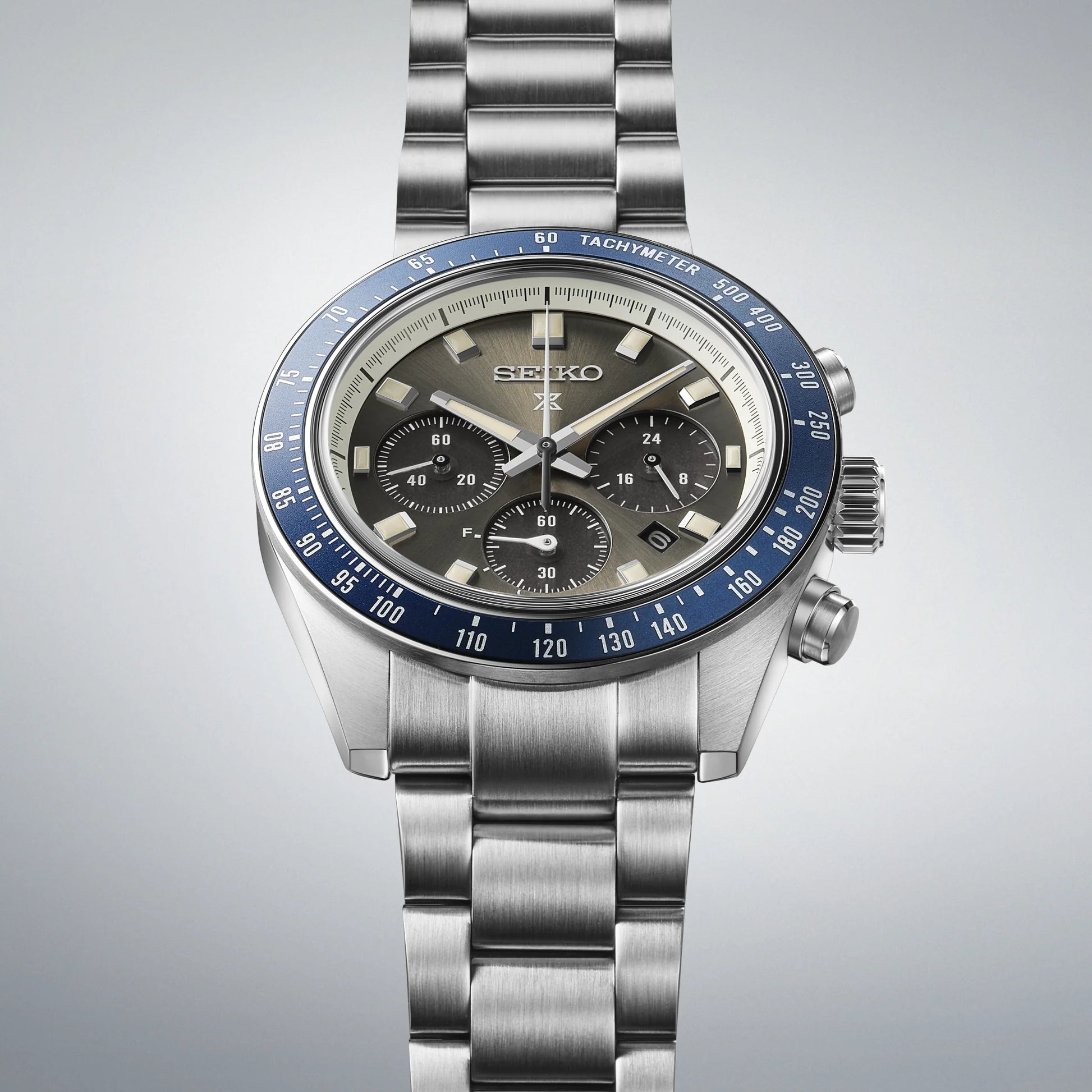 Seiko Prospex Speedtimer Solar Chronograph SSC939P1 – Orologio quarzo solare grigio e blu 41,4mm acciaio con vetro zaffiro