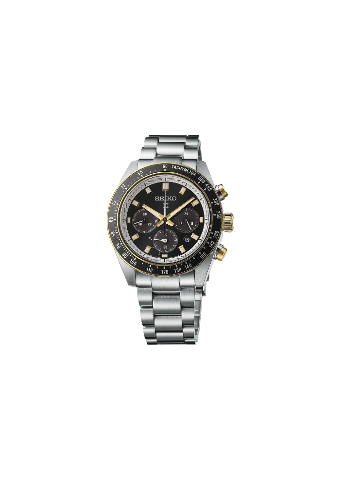 Seiko Prospex Speedtimer Solar Chronograph – Movimento Quarzo Solare, Nero  e Oro, 41,4mm – SSC941P1